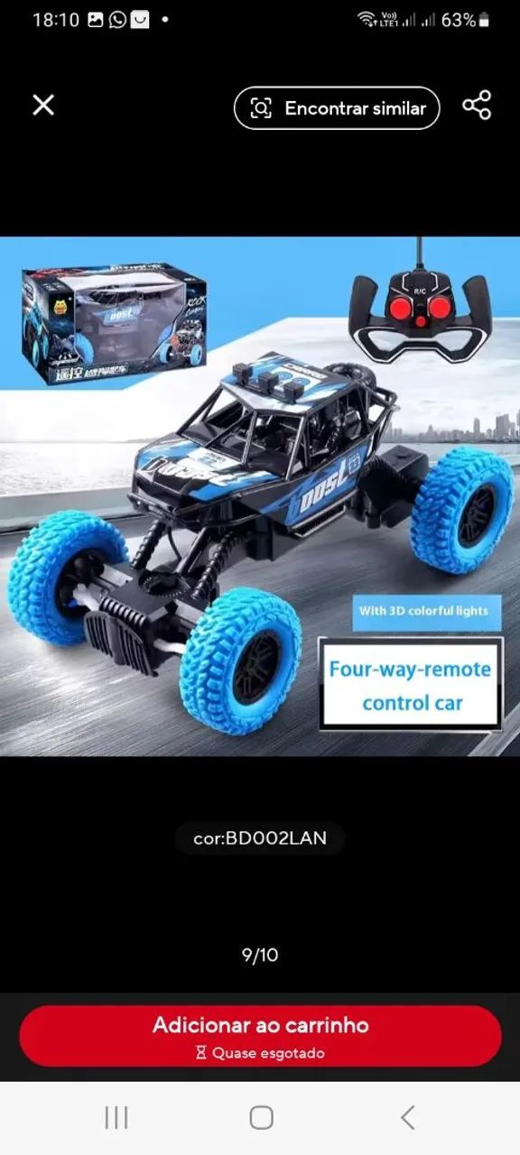 Carro de Controle Remoto 4x4 Off-Road - Foto 5