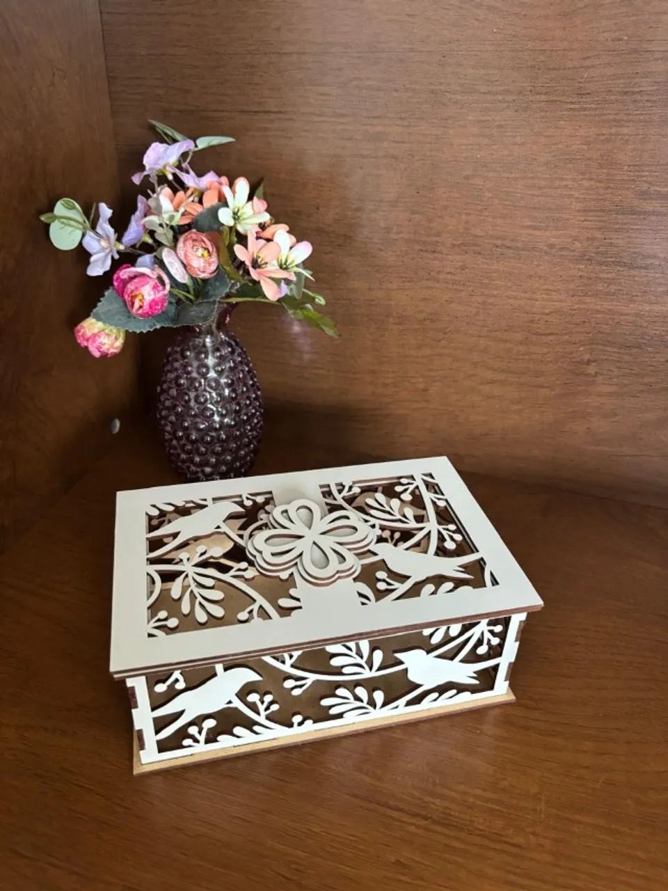 Caixa Decorativa Mdf - porta objetos para lavabos, cozinhas - cortada a laser -exclusiva - Foto 2