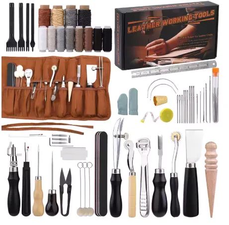 kit de ferramentas para couro + moldes + couros - Foto 5