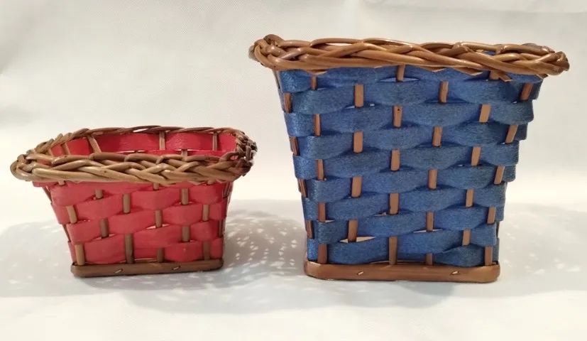 Conjunto de Cestas de Vime Decorativas e Coloridas - Foto 2