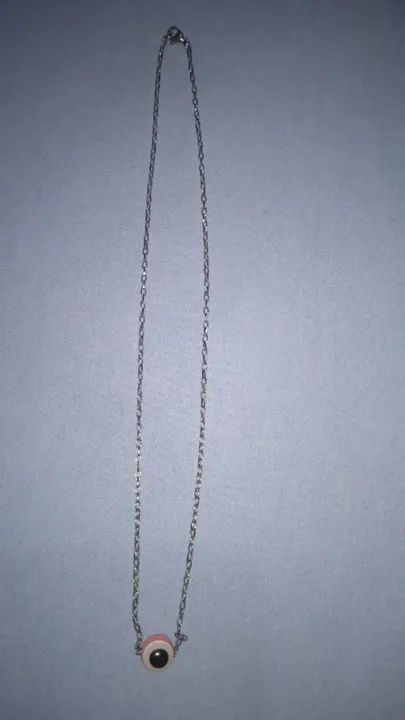 Colar de corrente com olho grego em aço inox 