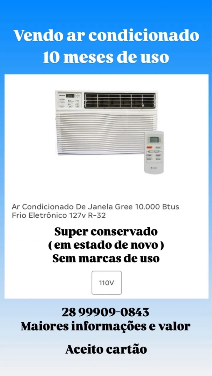 Ar Condicionado de Janela Gree 10.000 BTUs