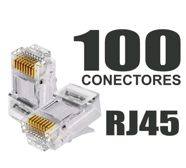 Conector RJ45 para cabo de rede e CFTV par trançado - 100 unidades