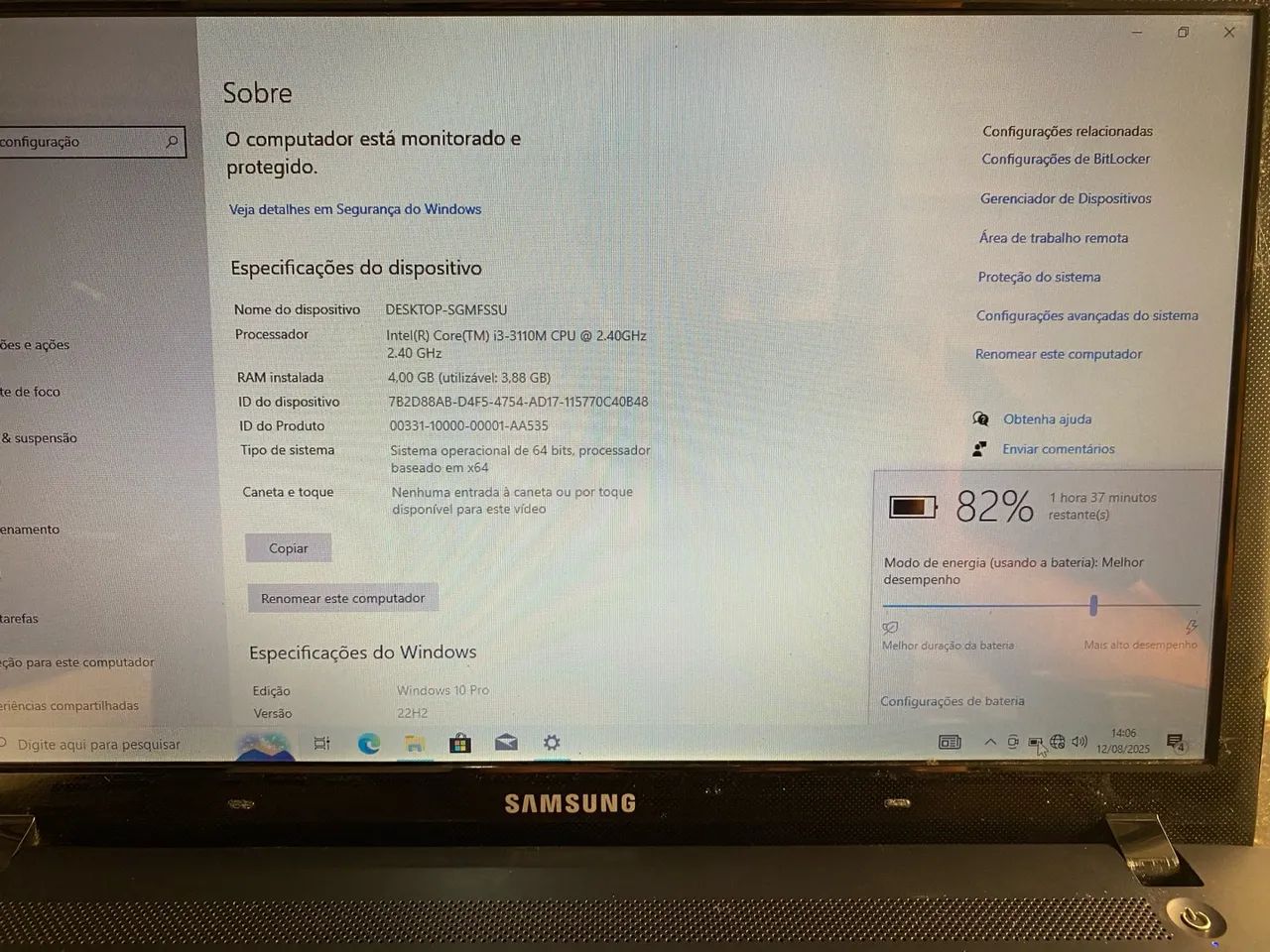 Notebook Samsung/ i3 - ssd 240gb - bateria boa - novíssimo  - Foto 3