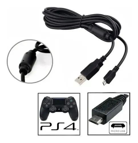 Cabo Usb Controle Ps4 de 1,5 Mts Com Filtro (Entrega Grátis)