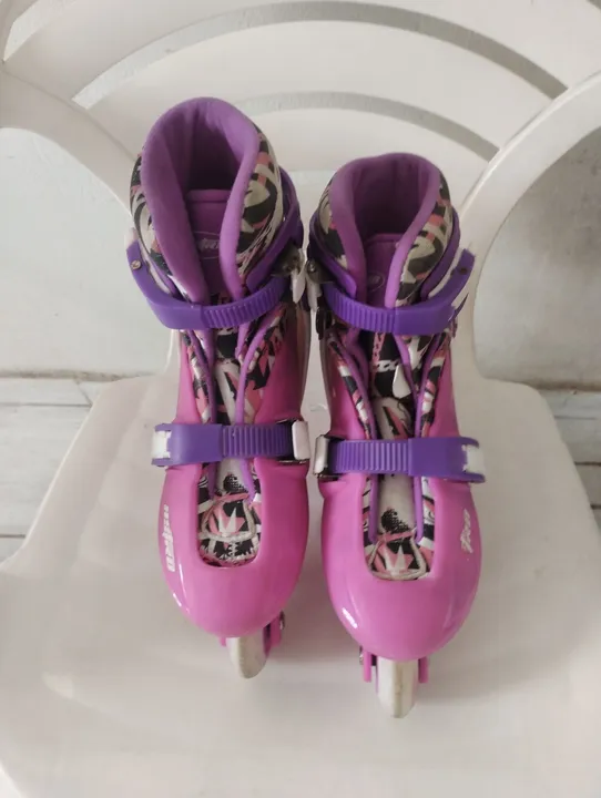 Patins Infantil Rosa e Lilás - Tamanho 32