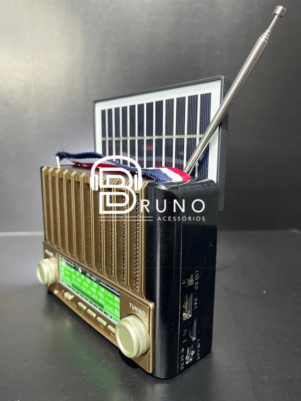 Rádio AM/FM/SW com Bluetooth, USB, TF e Painel Solar - Foto 2