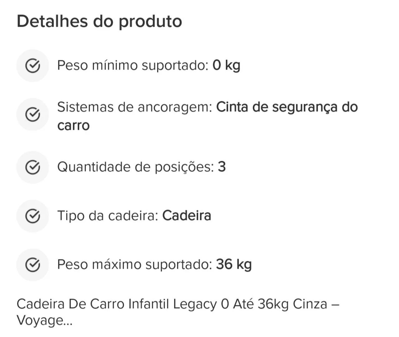 Vendo Cadeirinha voyage infantil