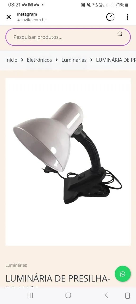 Luminária de Presilha