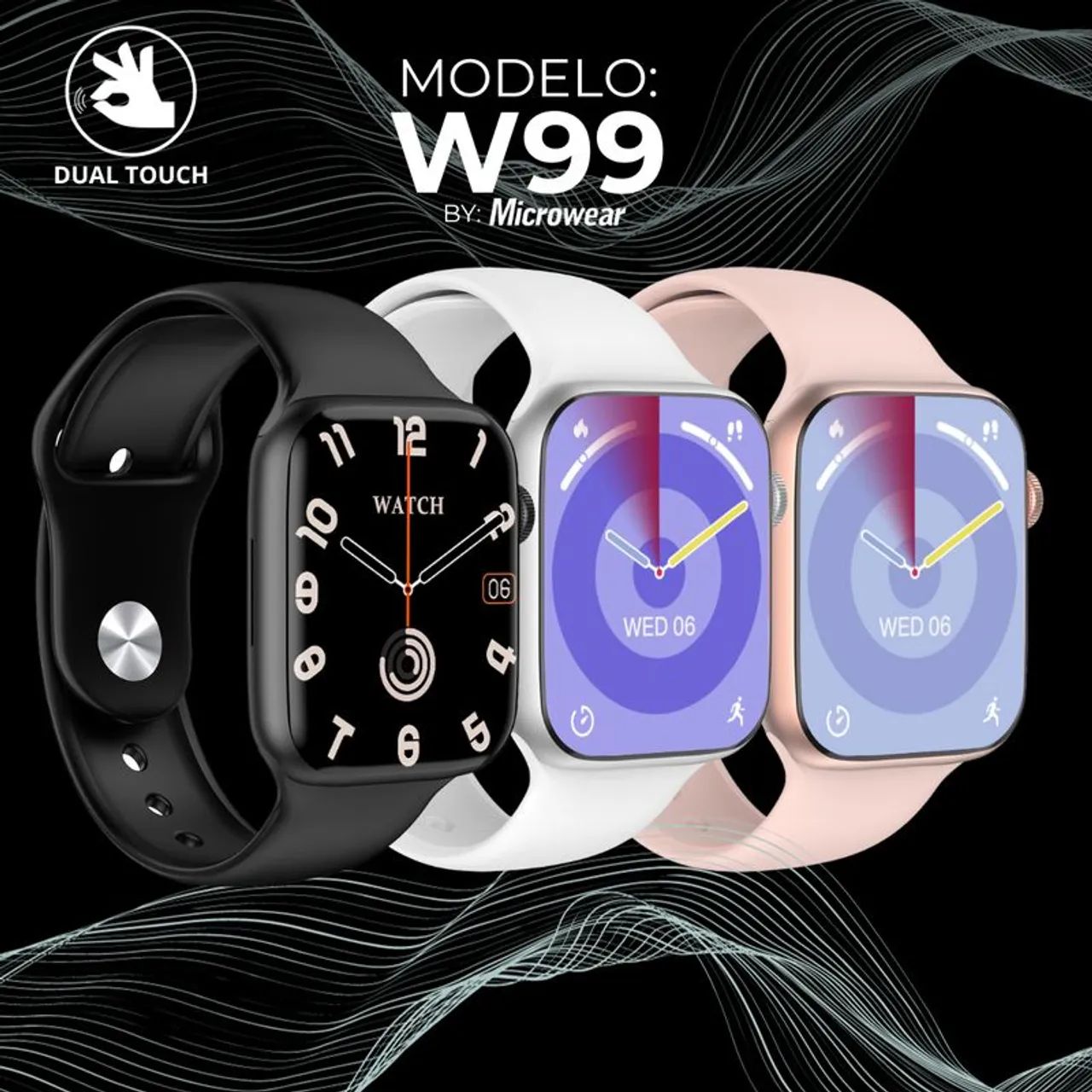 Smartwatch W99 - Função 2 Gestos - Armazenamento Interno