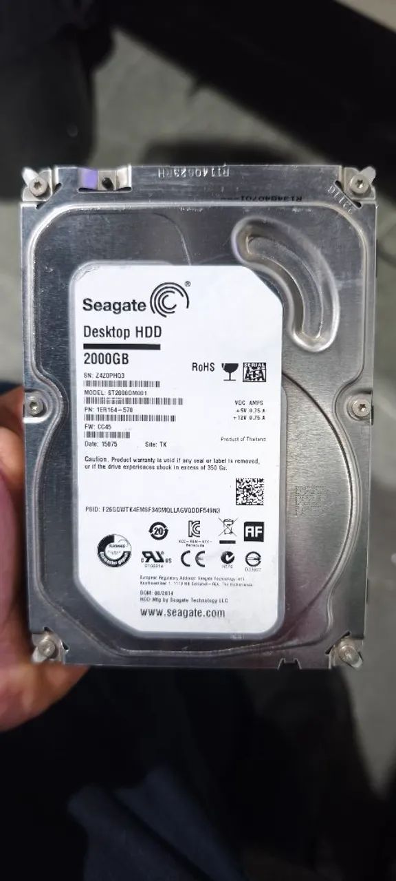 HD Interno Seagate 2TB Desktop Saúde 100% e Saudável 