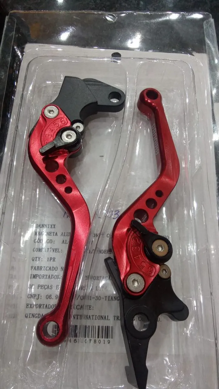 Par de Manetes de Freio e Embraiagem para Moto - Vermelhos