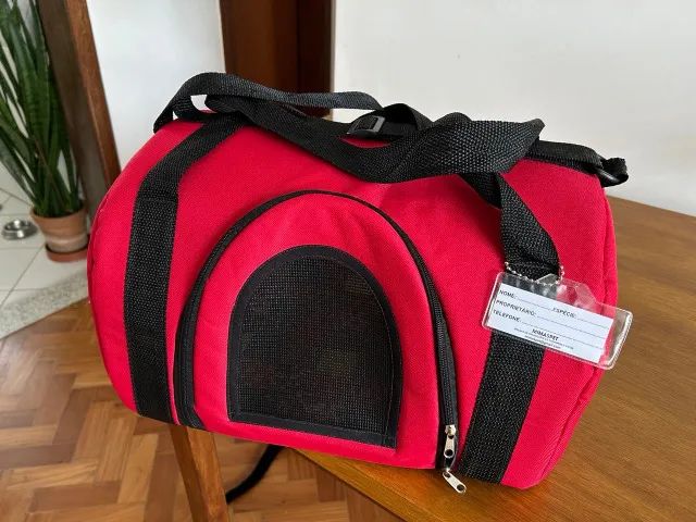 Bolsa transporte flexível p/ pet cabine de avião vermelha