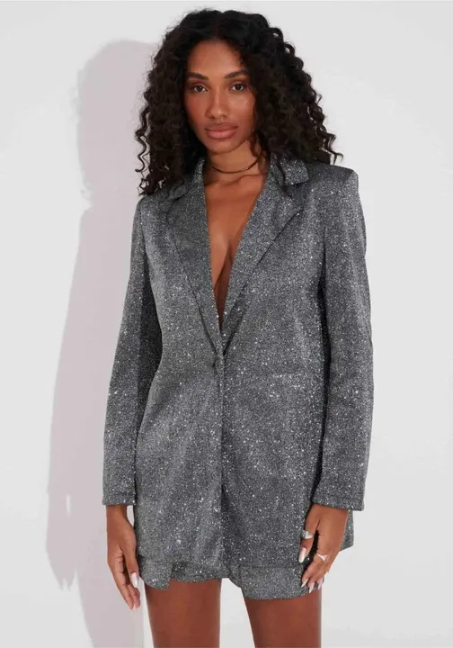Blazer Alongado LUREX Cinza | TAM M
