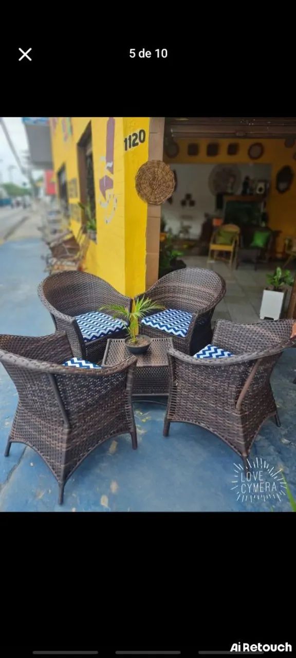 Jogo de Mesa em Vime para Área Externa