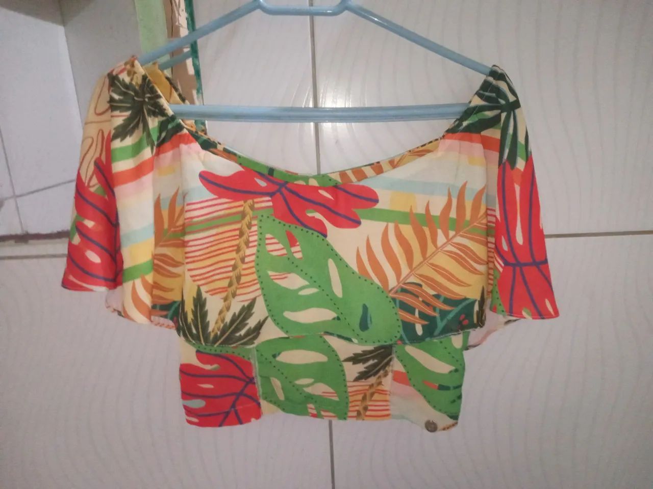 Camisa Cropped Floral Feminino M  - Foto 3