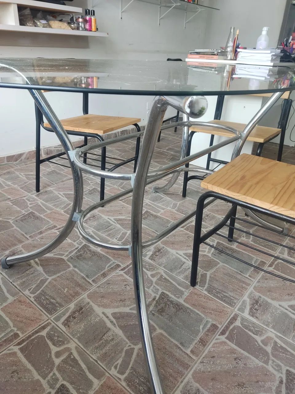 Mesa de vidro, 6 lugares