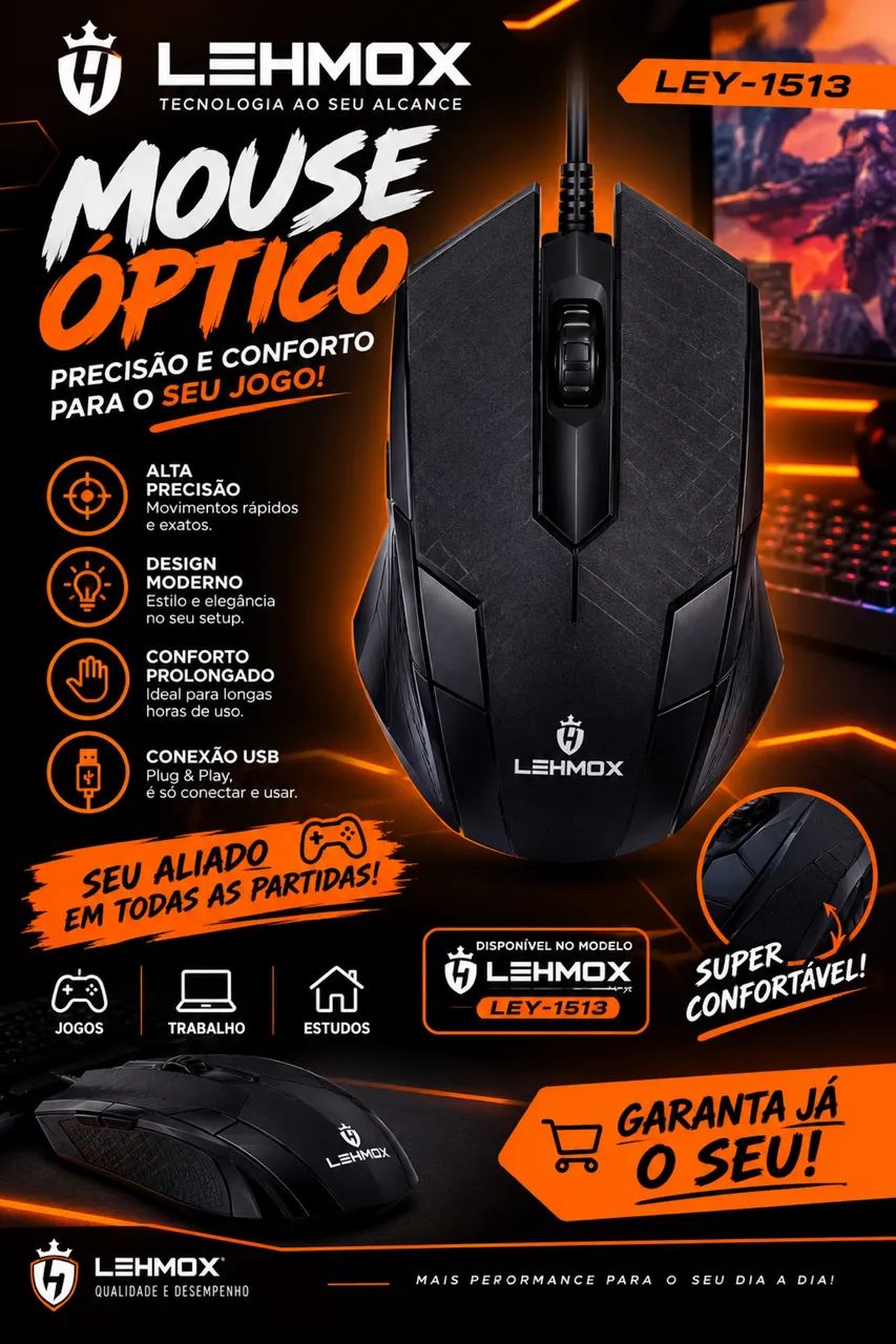 Mouse Óptico Com Fio 