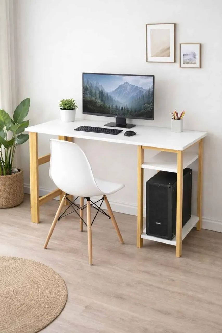  Mesa Escrivaninha em MDF com espaço para CPU home office Nova Fábricamos