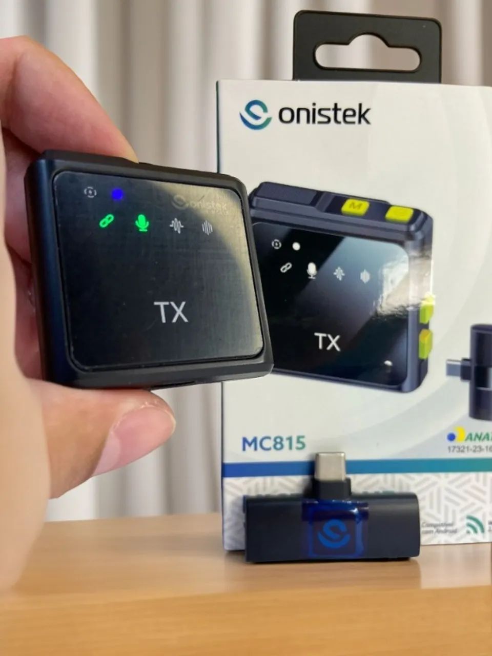 Microfone Lapela Wireless sem Fio tipo c Anatel - MC815 Onistek an6