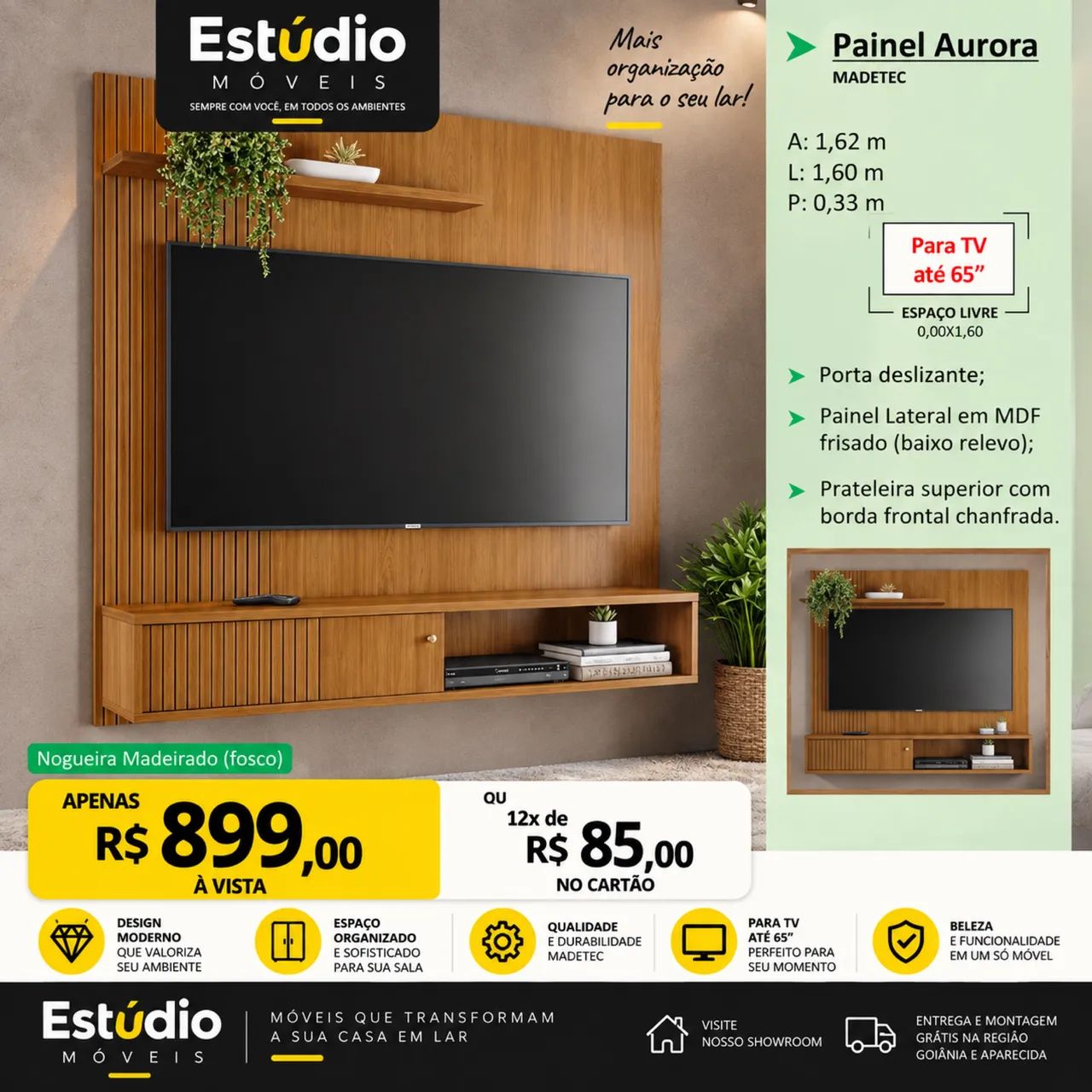 Painel para TV até 65 polegadas 