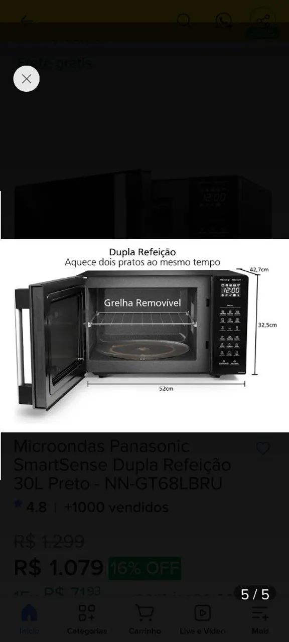 MICROONDAS PANASONIC 27 LITROS EASY CLEAN FUNCIONANDO PERFEITAMENTE TOP  - Foto 5