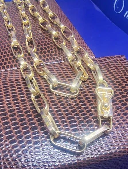 Cordão Barquert Masculino Ouro 18 Kilates Peso 11.11 Gramas 5 mm 60 Cm Fecho Gaveta Oco    - Foto 2