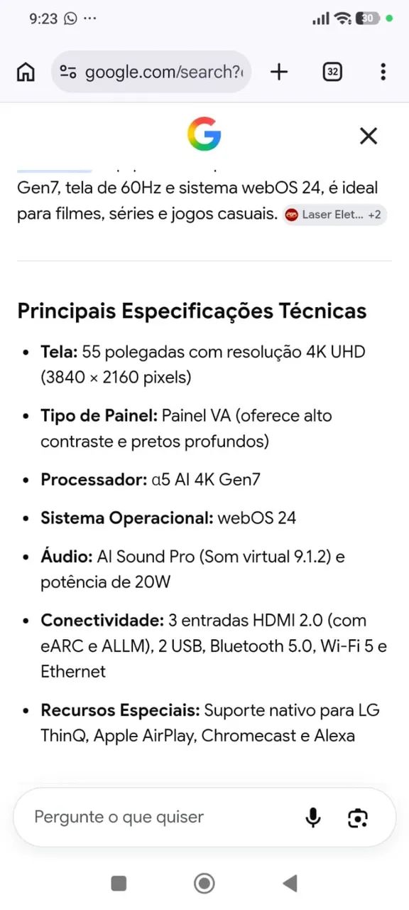 Tv Lg 55 Polegadas Resolução Ultra K hd - Foto 4
