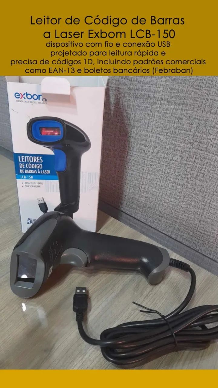 leitor de código de barras a laser exbom lcb-150