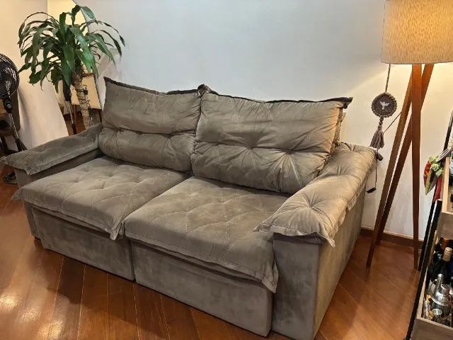 Sofá Retrátil e Reclinável 3 Lugares 2.40m - Marrom - Foto 4