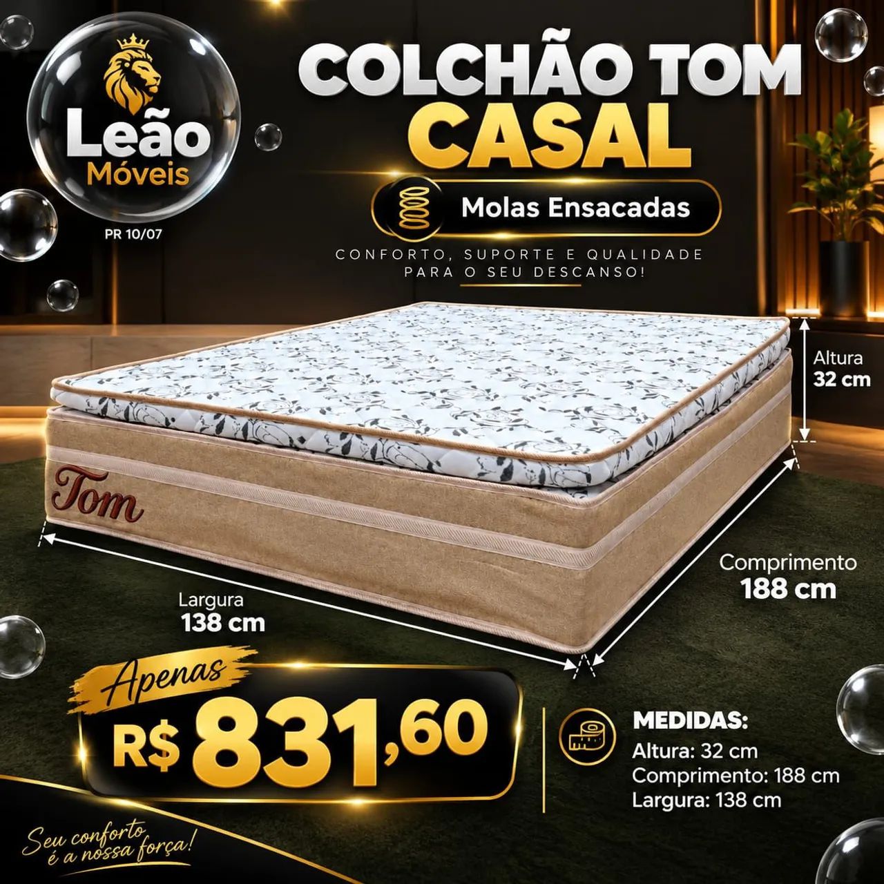Colchão Casal Molas Ensacadas 