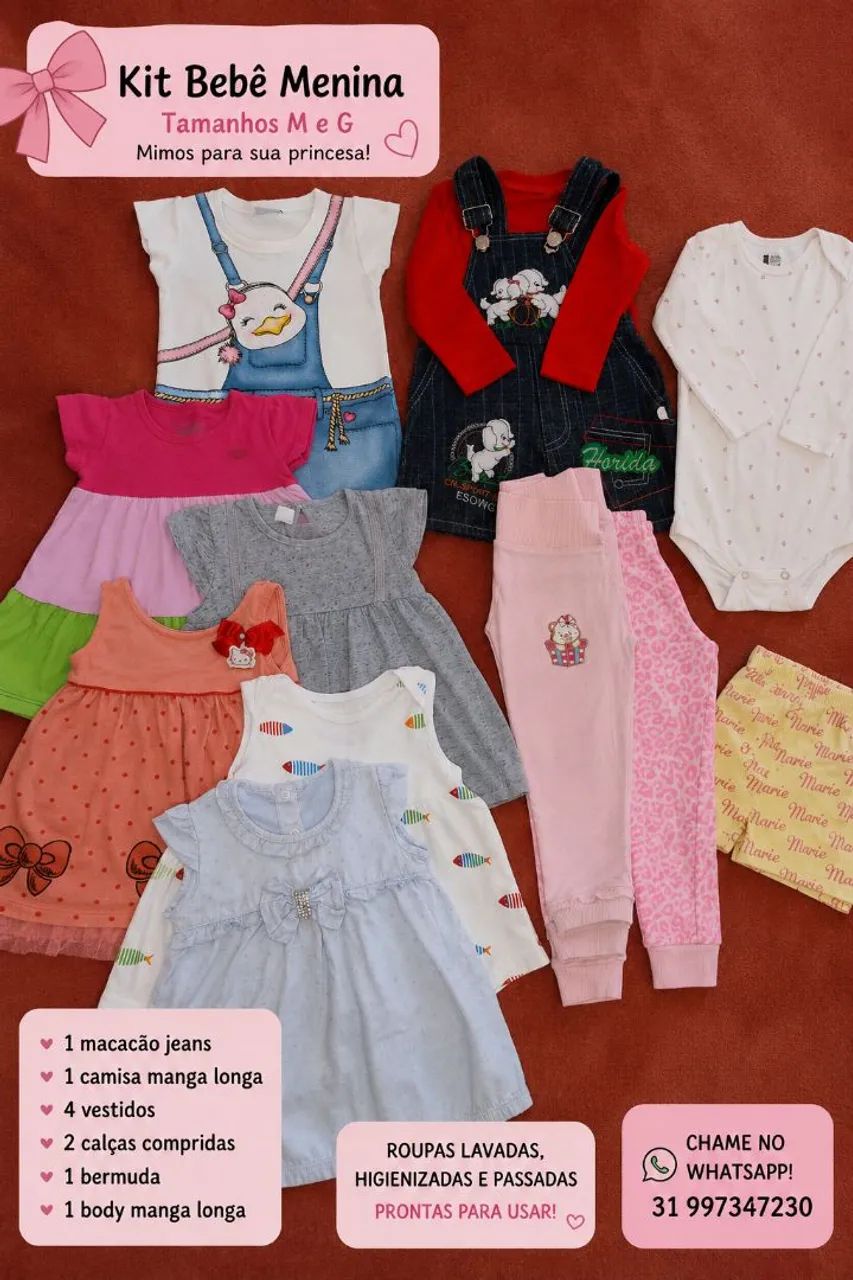 Lote roupas bebê menina M e G - Foto 2