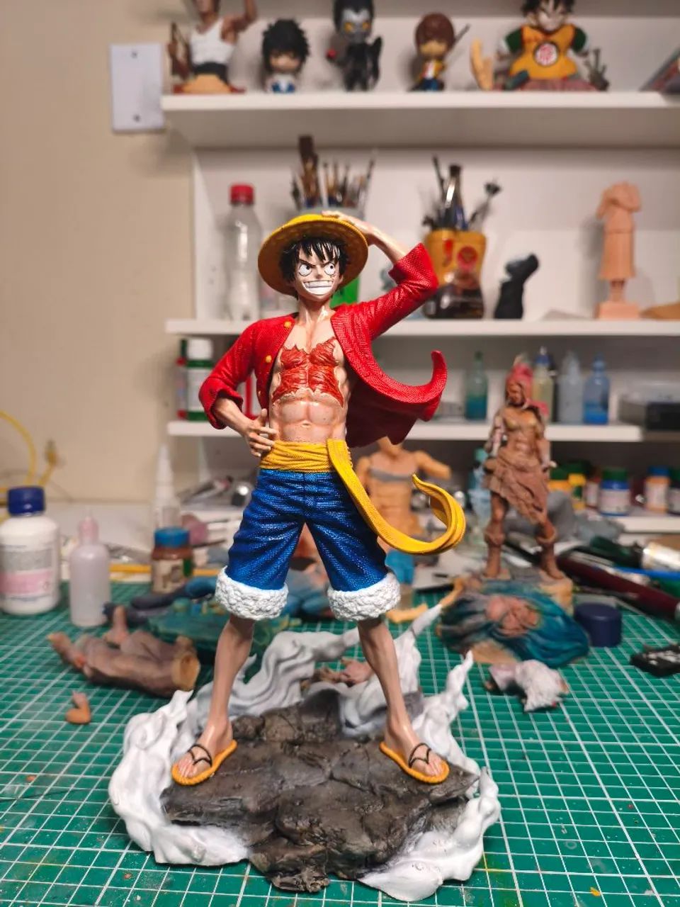 Luffy - Stitch - Colecionavel - Estátua resina - enfeite - figure