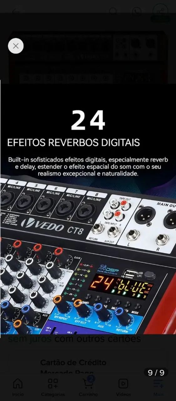 Mesa de som vedo  8 canais - Foto 4