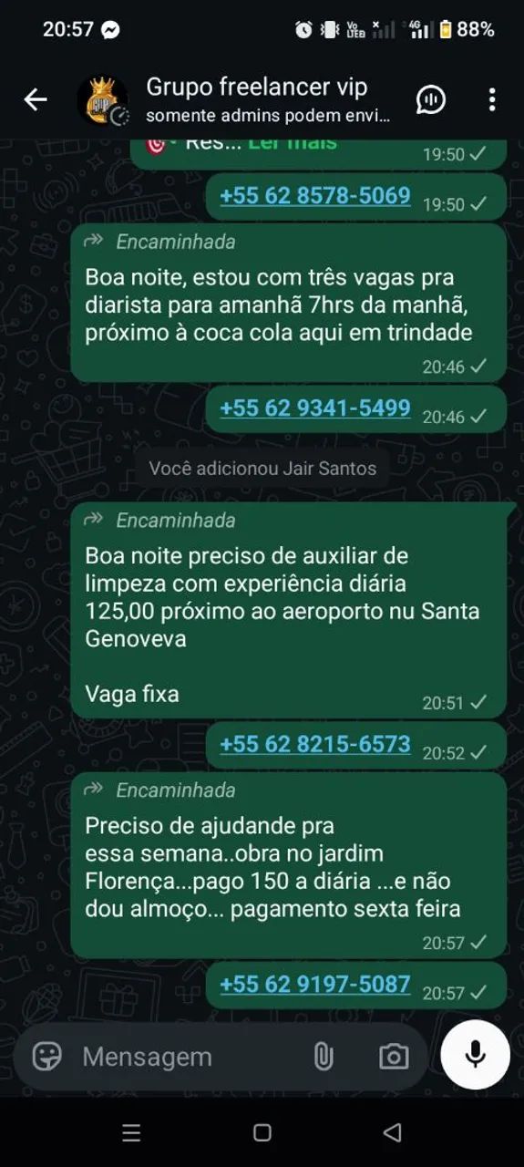 Grupo vip diária freelance 
