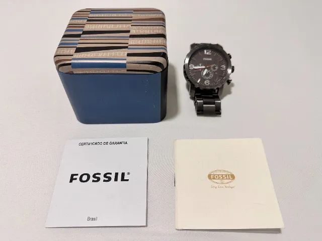 Relógio Fossil JR1355 Nate Chronograph Grafite com mostrador marrom - Foto 4