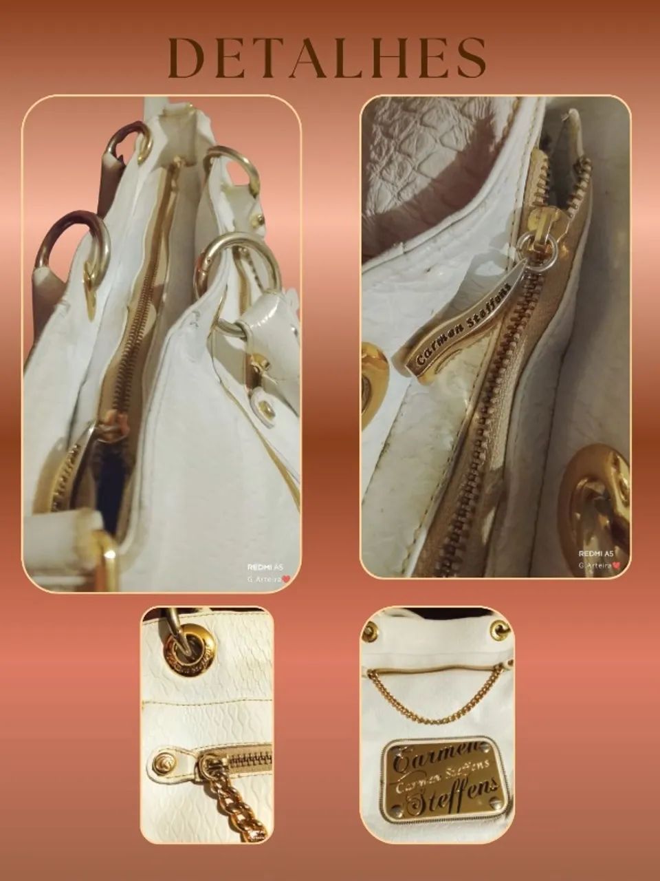 Bolsa couro Carmen Steffens branca - Foto 3