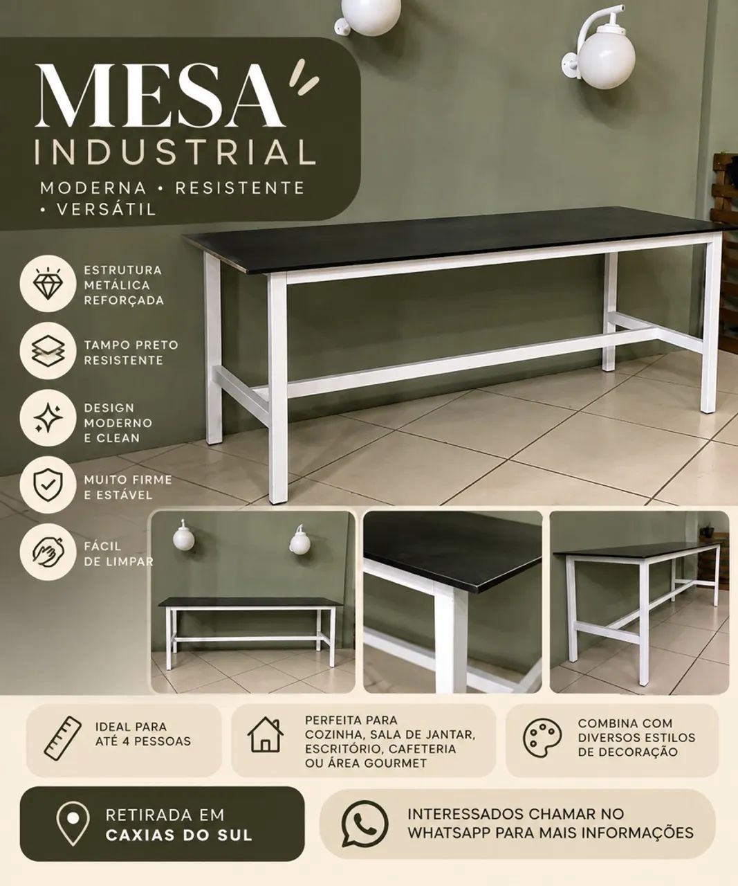 Mesa industrial de ferro 