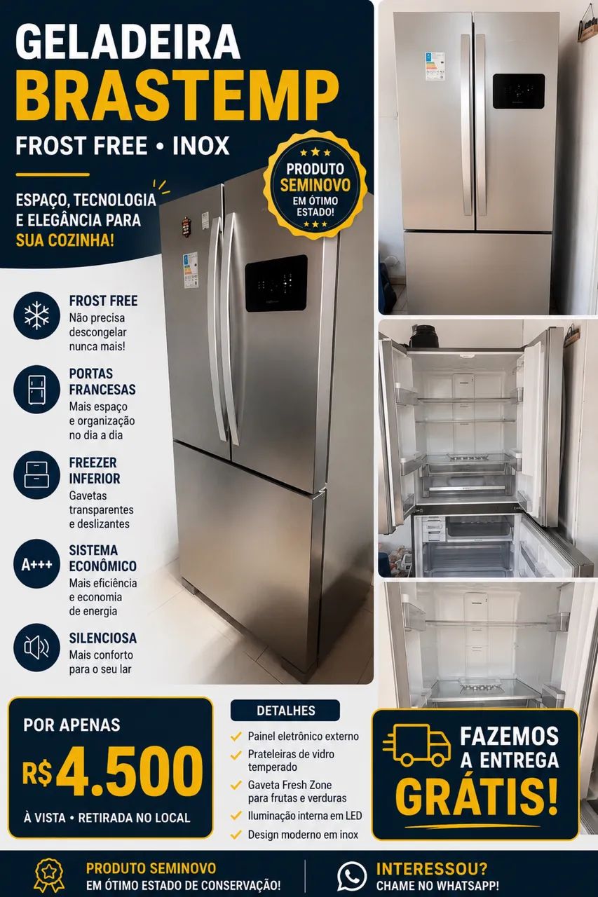 Geladeira inox 