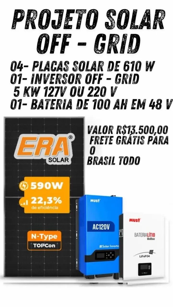 Energia Solar  Kit Off Grid com bateria  - Foto 2