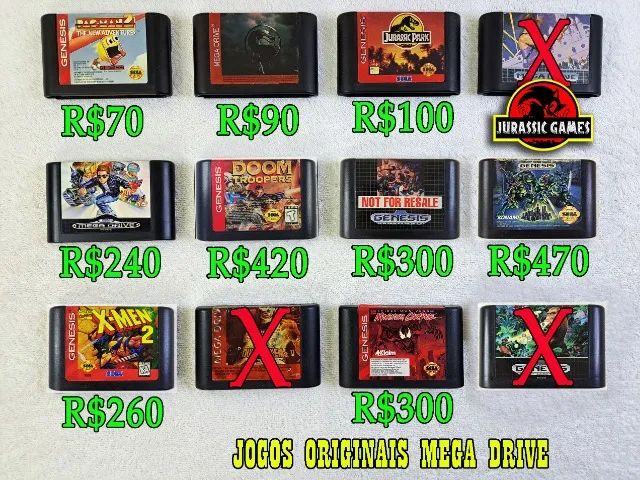 Jogos Mega Drive Originais. Top Gear 2, Truxton, Batman, Taz Mania, Jurassic Park, X-Men 2