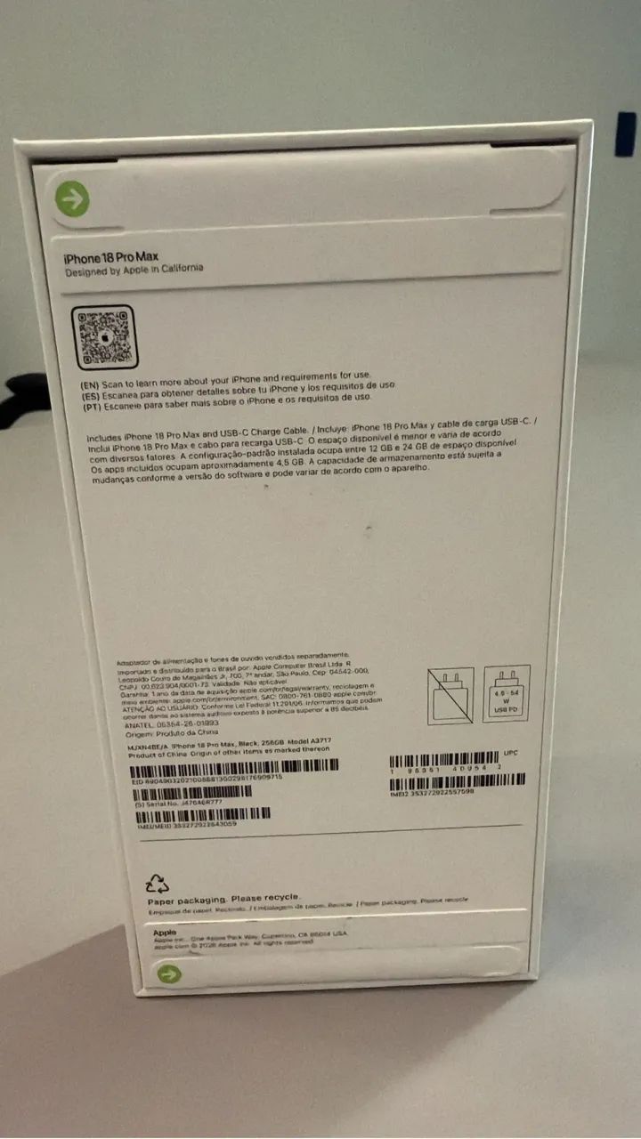 Vendo IPhone 18 Pro Max 256gb - Celulares e Smartphones