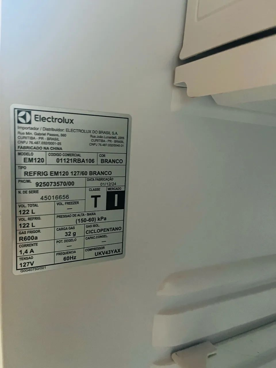 Frigobar Electrolux 122L Efficient EM120