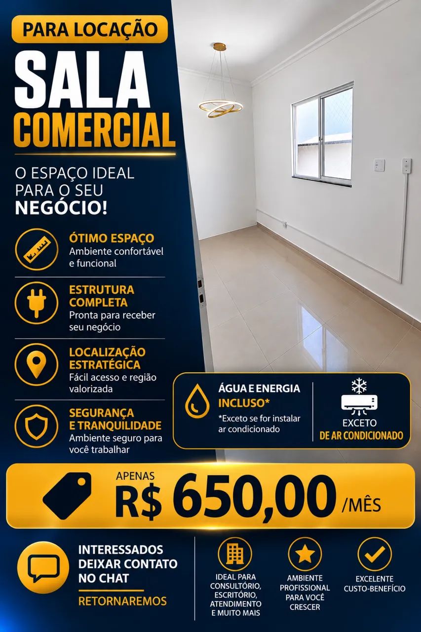 Alugo sala comercial centro Cidade ocidental incluso agua energia*