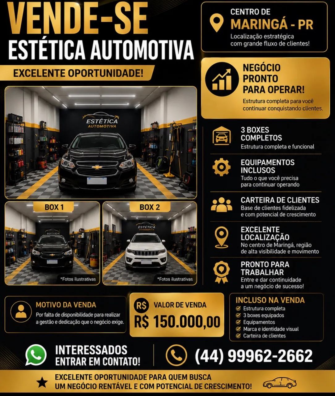 Vendo Estética Automotiva-Centro de Maringá-PR