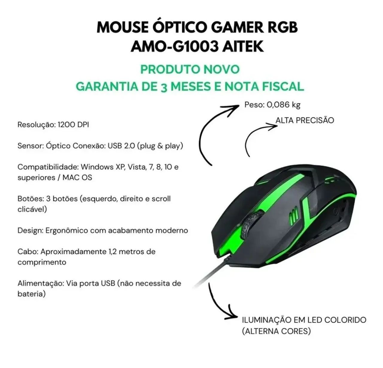 Mouse Óptico Gammer RGB 