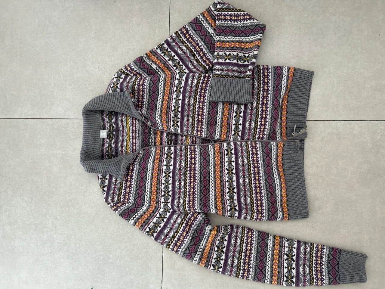 Roupa de frio Jaqueta estampada com ziper