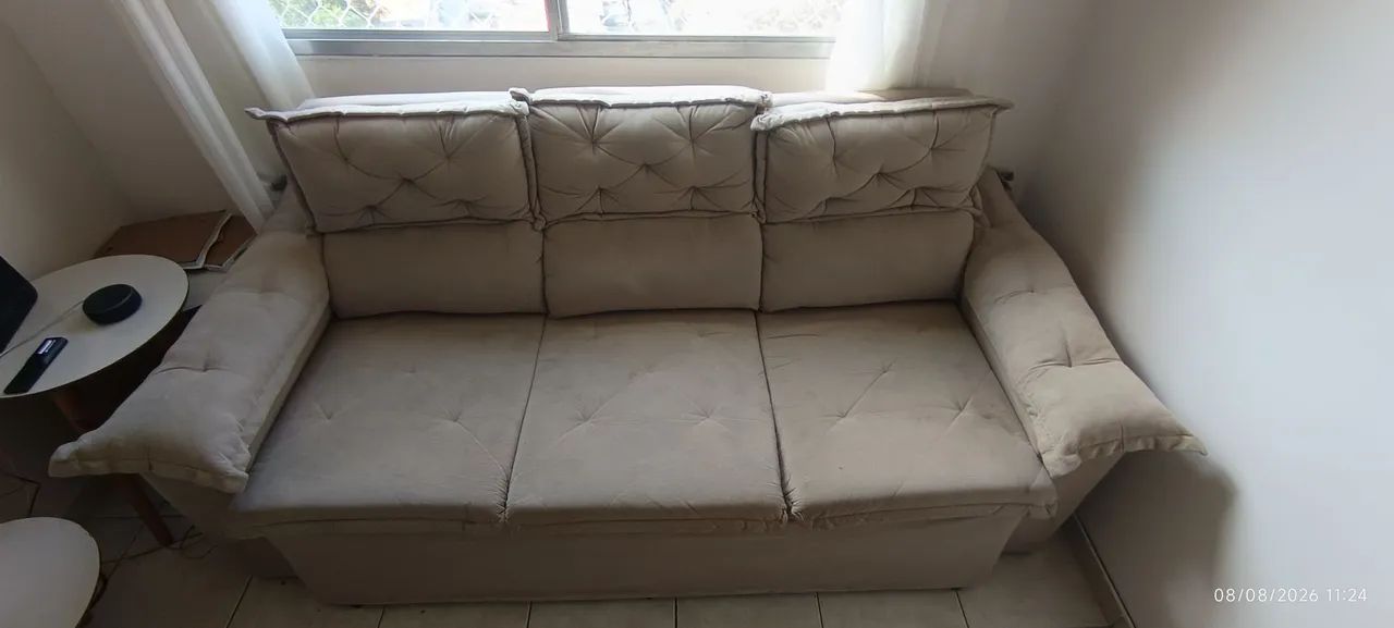 Sofá 3 lugares retrátil e reclinável 