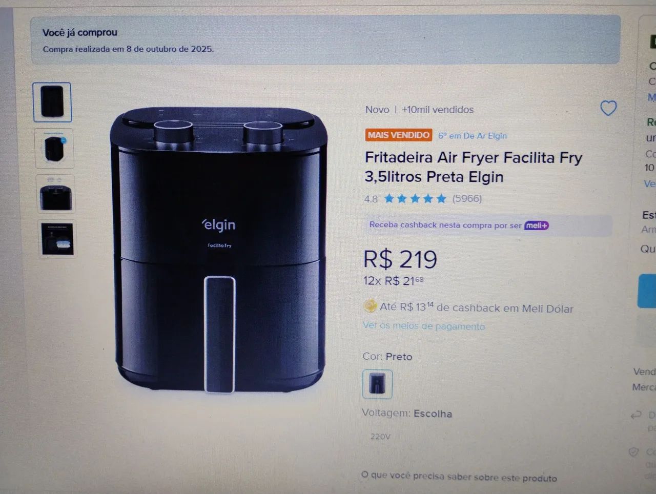 Air fryer Elgin semi nova na garantia! - Foto 6