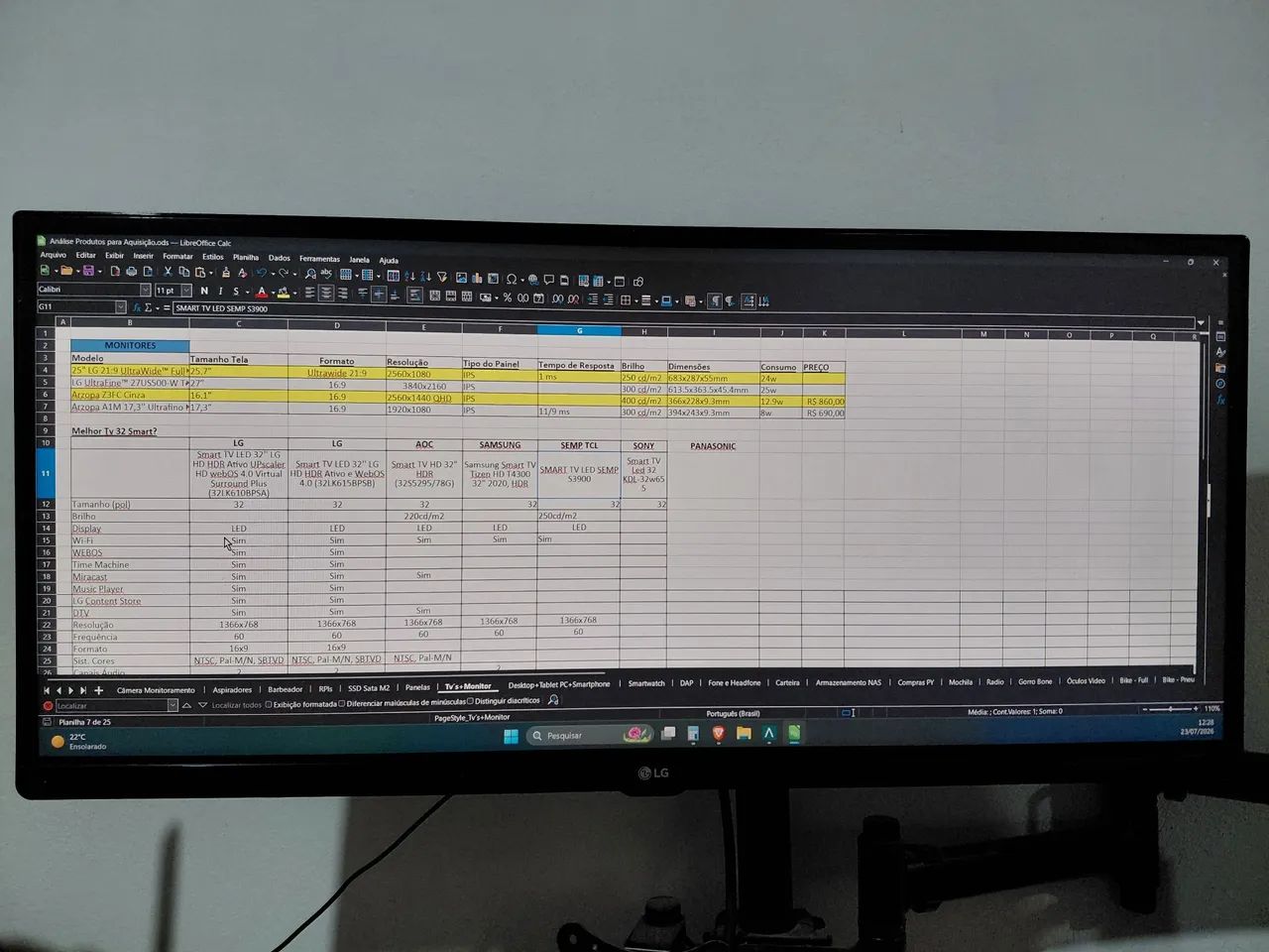 Monitor LG 25.7" Ultrawide
